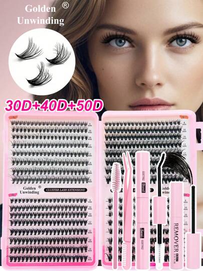 Golden Unwinding 640PCS 30D40D50DDramatic C-Curl 8-16MM Mix DIY Lash Extension Kit Set DIY Bottom Lashes Eyelashes Book Big Volume Soft Individual Cluster Lashes Create A Fluffy Natural Wispy Y2k Butterfly Elements Pink Base Card Look At Home Long Lasting DIY Lashes Glue ,DIY Glue Remover,DIY Lashes Tweezers (Bottom Lashes+30D+40D+50D*2) Lash Clusters Kit,Lashes,Eyelashes,Fake Lashes