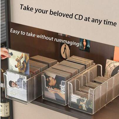 1 pezzo Scatola di stoccaggio cassetto trasparente, organizer per CD, organizer per cosmetici, rastrelliera per smalti, portaprofumi, organizer per ci