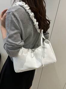 1 件女士优雅褶皱不对称单肩包，适合日常使用和作为礼物