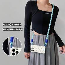Funda para teléfono 1 pieza adecuada para teléfono 16 Pro 15 14 PLUS 13 12, amortiguadora, antideslizante, liviana, cuerda para colgar en las cuatro esquinas, lente de TPU acolchada de alta calidad, protección suave todo incluido - Blanco - Ver 2