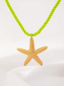 1 pieza Collar con colgante de estrella de mar de cuerda colorida estilo bohemio, adecuado para la playa y vacaciones - Collar halter con colgante de estrella de mar - Ver 12