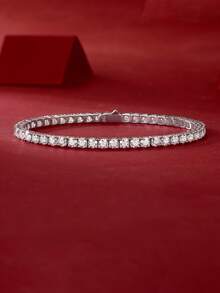 1 件莫桑石网球手链 925 银女士网球手链嘻哈个性化网球手链奢华时尚情人节母亲节结婚周年生日礼物，日常佩戴