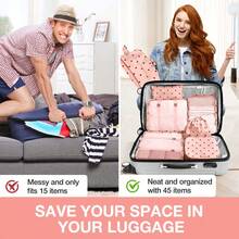 8pcs Travel Packing Cubes Set,Travel Portable Clothes Storage Bags, Compression Storage Shoe Bag, Clothing Underwear Bag, Luggage Packing Organizers,Pack Your Luggage With Ease ,Travel Essential Accessories - 粉底草莓 - 查看 6