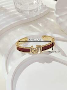 1 pulseira de cobre banhada a ouro 14k elegante e luxuosa com pedras de zircônia, joia feminina para presente