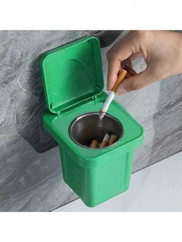 Stainless Steel Wall-Mounted Ashtray With Lid - Anti-Splash, Decorative For Home And Bathroom