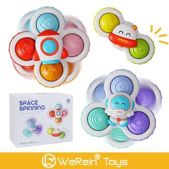 WeRein 1pc&3Pcs Suction Cup Spinner Infant Baby Toys 12-18 Months, Spinning Top Sensory Toys For Toddlers 1-3 Year Old, Fidget Dimple Toy For Babies, Christmas Birthday Gifts For 1~2 Year Old Boy & Girl Toys