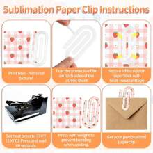 10 Pieces Sublimation Paper Clips Large Size Blank, Acrylic Sublimation Paper Clips Blank, Large And Small Transparent Sublimation Bookmarks DIY Design Thermal Transfer Paper Clips,School Supplies,Back To School
