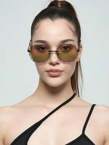 Novos óculos de moda sem armação com formato de nuvem, versáteis e fashionistas com formato irregular
