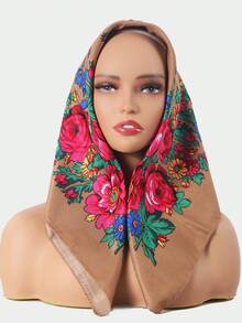 1pc Women's Fashionable Spring/Summer Printed Square Bandana With Plant & Floral Pattern, Suitable For Outdoor Windproof, Dustproof Decoration Boho Headband Soft Hijab Veiled Clothes - Multicolor - View 29