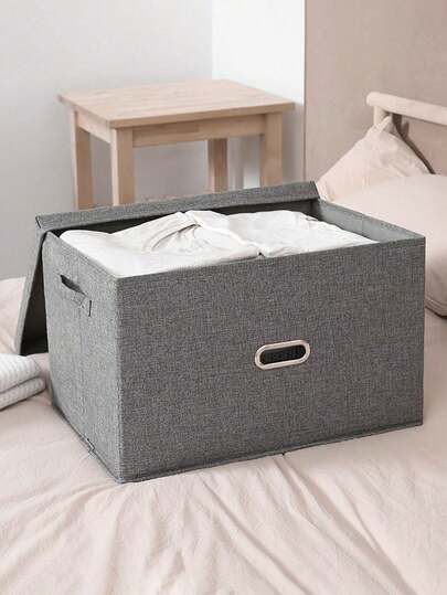 1 Stück grau, beige multifunktionale Aufbewahrungsbox, Stoffaufbewahrungsbox, faltbar, abgedeckt, Aufbewahrungsbox, Aufbewahrungsbox für Kleidung zu Hause, Aufbewahrungsbox für Spielzeug