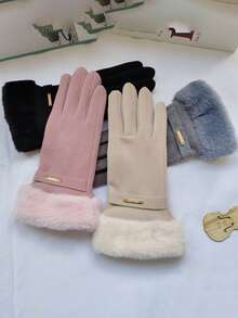 女士触屏手套，防水，柔软保暖羊毛衬里，户外冬季手套秋季配饰