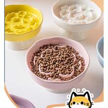 陶瓷慢食碗，加高猫碗，保护颈部，防倾倒，宠物食盆