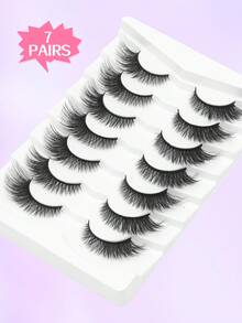 7 Pairs Cat Eye False Eyelashes, Faux Mink Lashes, Flared Ends, Elongate Eye Shape, Soft & Natural, Full-Strip Dramatic Lashes - Black - View 5