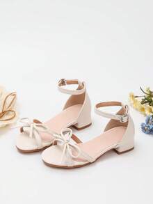 1 双夏季新款时尚小女孩加大码高跟凉鞋，舒适日常休闲凉鞋，花朵装饰罗马风格大码高跟鞋，适合舞蹈表演、婚礼、派对、公主鞋