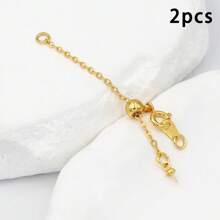 2pcs Heart-Shaped Extender Chain, Copper Adjustable Extensible Chain Connector For DIY Jewelry Making, Used For Necklaces, Anklets, Key Chains