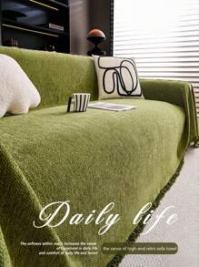 1 pieza Cubresofá de unicolor tipo toalla, manta decorativa para sofá, funda protectora de chenilla para sofá, apta para todas las estaciones, adecuada para dormitorio y sala de estar, decoración del hogar