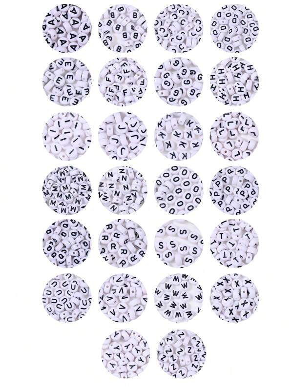 Set de 100 piezas de cuentas acrílicas con diseño gráfico de letras para manualidades DIY