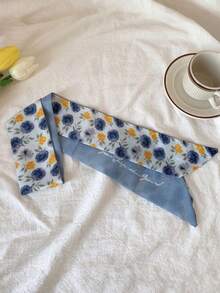 6件套女士碎花真丝围巾发带，休闲优雅百搭日常礼物装饰发饰头带，适合女性、学生、大学生秋季配饰、秋冬季度假穿搭，女士头巾柔软头巾夏季穿搭 - 彩色 - 查看 7