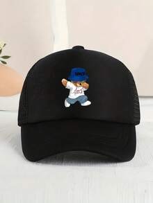 1pc Kid's Adjustable & Breathable Baseball Cap, Cartoon Bear Pattern - Fashionable Mesh Sun Hat, Suitable For Outdoor Activities - A - View 5