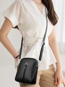 Bolso de mano de unicolor y suave para mujer, bolso de hombro cruzado de lujo de 2025 para mujer