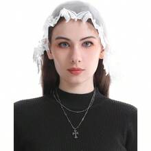 Bozidol Women Girls First Holy Communion JHS Chalice Embroidery Lace Mantilla Chapel Veils For Church Catholic Head Coverings - White - View 4