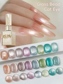 XEIJAYI 8Pcs 15Ml Clear Glass Bead Series Cat Eyes Nail Polish Soak Off UV LED Gel Varnish Nail Art For Women DIY-No Magnetic Stick Included - 彩色 - 查看 1