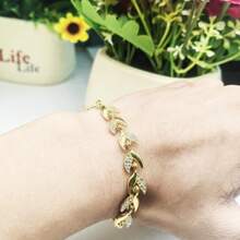 سوار أنيق معلق به ورقة من طبقة الذهب ال- 18 قيراط، مرصع بالراين ستون، مناسب للزفاف والسفر والنزهات والحفلات وأوقات الصيف، مجوهرات غربية وإكسسوارات شاطئية وأحداث رسمية