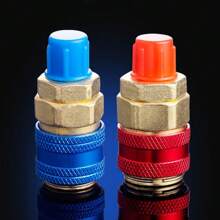 2Pcs Premium Brass AC R134A Quick Coupler Connector Adapters - High-Low Pressure Manifold Fittings For Air Conditioning Refrigerant - Durable, Corrosion-Resistant, And Easy To Install