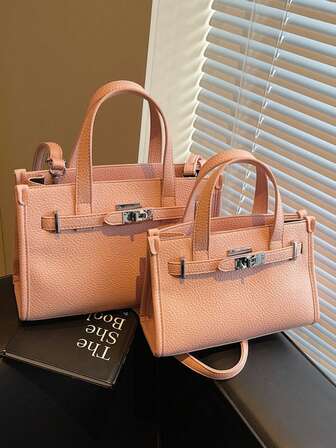 1 件纯色 PU 动物印花母亲节礼物手提包，高品质女士小方包，简约休闲手提单肩斜挎包