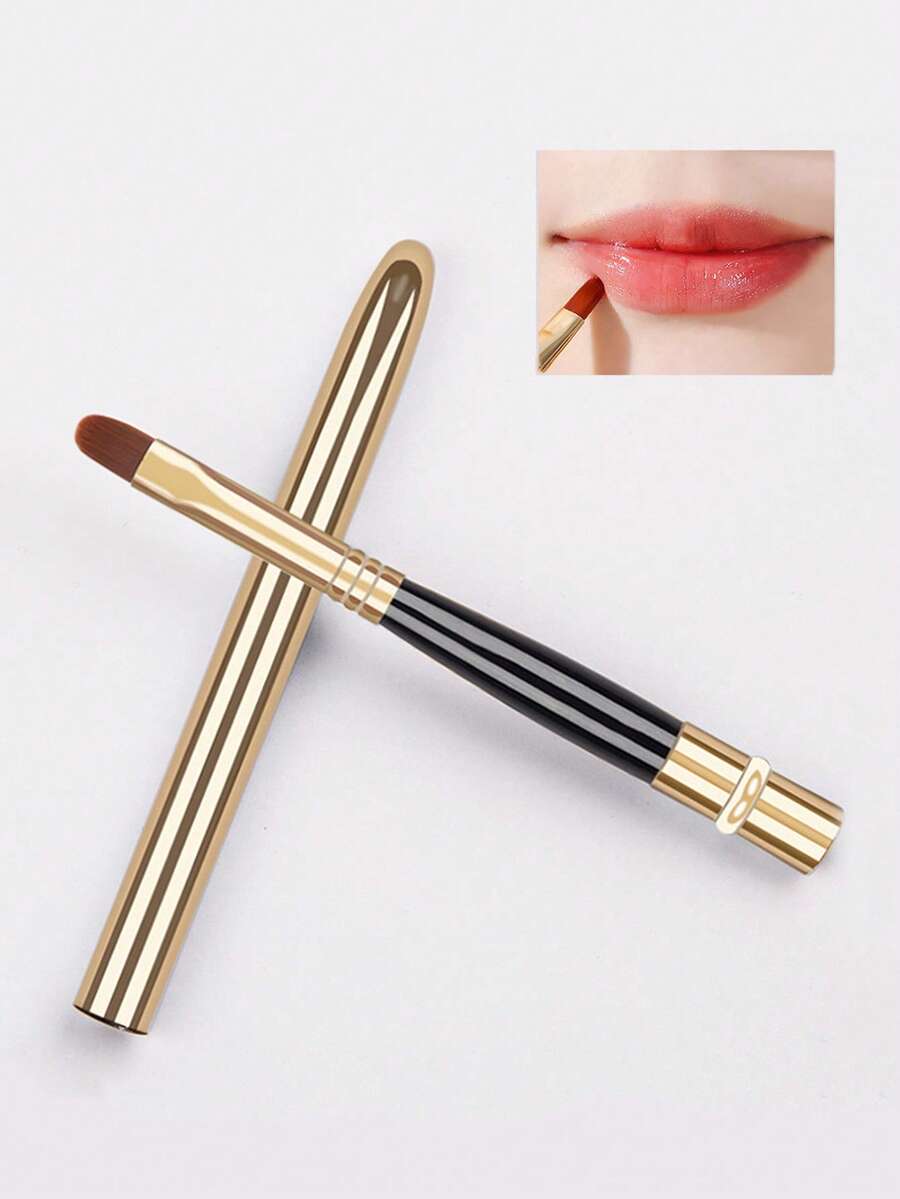 1pc/2pcs/4pcs Gold Silver Mini Soft Multifunctional Portable Lip Brush, Concealer Brush, Lipstick Blending Brush