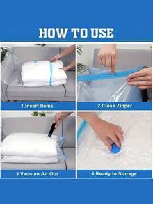 Set Of 10 Reusable Vacuum Bags With A Manual Pump, Perfect For Travel And Home Storage. Space-Saving Storage Bags For Clothes, Quilts, And Blankets - Made Of Durable Plastic, With Zipper Closure, No Electricity Required, And Transparent Design, They Easily Store Clothes And Quilts, Saving Space, Sealed And Compressed, Dust-Proof And Moisture-Proof, - Transparent Compression Bag - View 7