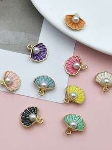 16mm 10Pcs 5 Pairs Faux Pearl Shell Pendant Earring Necklace Making Jewelry Accessories