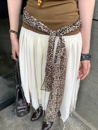 1pc Leopard Print Polyester Women's Versatile Waist Belt Fall, Autumn, Halloween