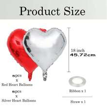 18 Inch Heart-Shaped Balloons, 45.72 Cm Red Heart-Shaped Balloons, And Red Silver Heart-Shaped Polyester Aluminum Foil Balloons Are Perfect For Decorating Weddings, Engagements, Anniversaries, Mother's Day, Birthday Parties, And Romantic Valentine's Day Parties