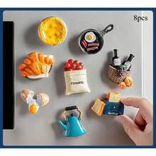 1pc/4pcs/5pcs/5pcs-Style 1/6pcs/7pcs/7pcs-Style 1/8pcs/8pcs-Style 1/9pcs/9pcs-Style 1/10pcs/10pcs-1/11pcs/12pcs/13pcs 3D Realistic Food Magnetic Stickers, Delicious Food Themed Stickers, Creative Fridge Magnets, Decorative Accents For Office, Kitchen, Whiteboard, Storage Cabinet, Dishwasher, Home Decor, Gifts For Friends And Family, Valentine's Day - 彩色 - 查看 11