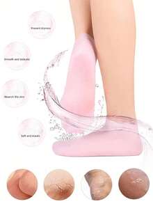 3 件套保湿手套袜面膜套装、面膜套、可重复使用的提拉紧致耳部固定器、适合干性皮肤的硅胶凝胶水疗袜、防滑硅胶凝胶高跟袜（可软化足部）、适合旅行、无香型、无需电池 - 粉色 - 查看 4