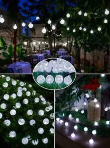 1 pièce Guirlande lumineuse solaire cristalline pour l'extérieur, 100/50/20 LED, 8 modes d'éclairage, étanche IP65, décoration extérieure, convient pour les jardins, les cours, les terrasses, les mariages, les fêtes, Noël, Halloween, la Saint-Valentin et autres guirlandes décoratives (lumière chaude, lumière blanche, lumière colorée, lumière violette)