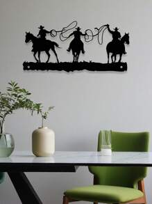 Western Cowboy Metal Wall Art - Modern Minimalist Decor, Rust-Proof & Durable, Perfect For Bedroom, Living Room, Bathroom, Kitchen - Black, Western Home Decor