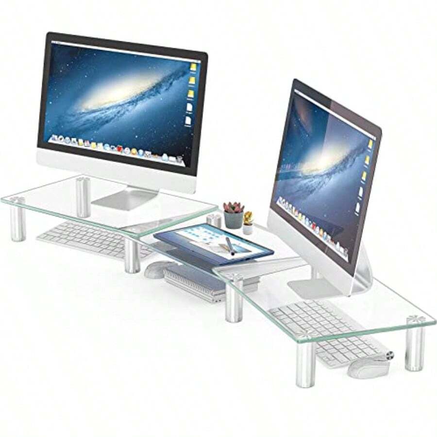 MHemudu Dual Monitor Stand Adjustable Length And Angle Dual Monitor ...