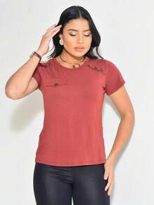 Basic Women's Blouse Summer Fashion - Rỉ Nâu - Xem 1