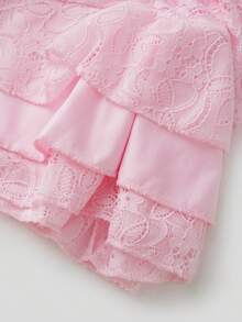 Women's Coquette Lace Mini Dress Ruched Spaghetti Strap Bustier Ruffle Hem Bodycon Dress Sexy Party Club Short Dress Summer Date Night Dress - 粉色 - 查看 10