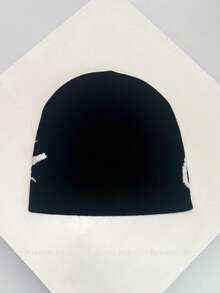 1 件男女通用美式嘻哈街头风格提花针织帽，保暖，适合秋冬季服装