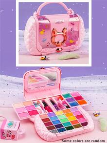 1 件套女孩公主主题化妆套装，包含化妆包、化妆工具、角色扮演梳妆台、口红、眼影、腮红、儿童装扮化妆玩具 - 彩色 - 查看 16
