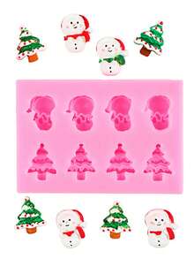 1pc Christmas Snowman & Bell Shaped Silicone Mold, DIY Craft Candle, Soap Making, Baking Decoration