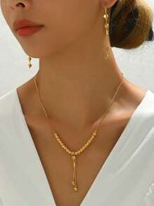 3 PiecesSet Fashionable Unique Elegant Retro Tassel Pendant Necklace Set For Women