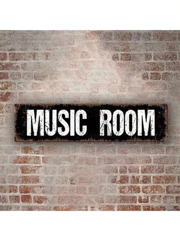 1PC, Antique Metal Sign Music Room Decorative Signs And Plaques, Wall Hanging Versatile Art Aesthetic For Home, Bedroom, Farmhouse, Bar And Cafe Decor - Can Be Used Indoors Or Outdoors.