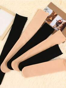 1 para damskich czarno-brązowych skarpet śnieżnych, ciepłe skarpety podłogowe z podszewką termiczną, codzienne skarpety domowe do połowy łydki i za kolano, zimowe, Y2K