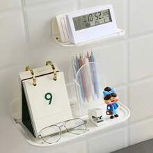 1pc Foldable Wall Mounted Shelf, Bathroom Toilet Bedside Mobile Phone Rack, Drill-Free Dorm Storage Rack For WiFi Router