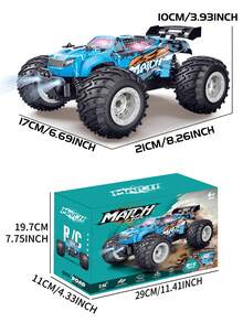 1pc 1:18 Scale 2WD RC All Terrain Remote Control Truck, 22km/H Top Speed, 2.4GHz, Suitable For Boys RC Off-Road Racing Car Toy, Durable PVC Shell, 2-Speed Control, With Color LED Lights & Rechargeable Battery, Ideal Gift For Children & Beginners, For Halloween, Christmas - Multicolor - View 8