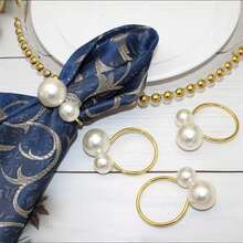 1-100 件优质酒店和餐厅餐桌装饰珍珠餐巾环，适用于婚礼、节日餐桌布置